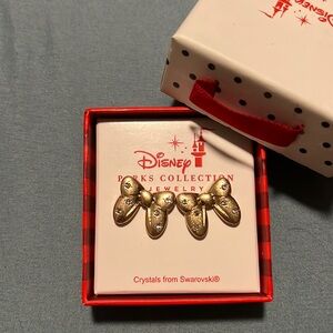 Gold plated Disney bow earrings with Swarovski Crystal details!